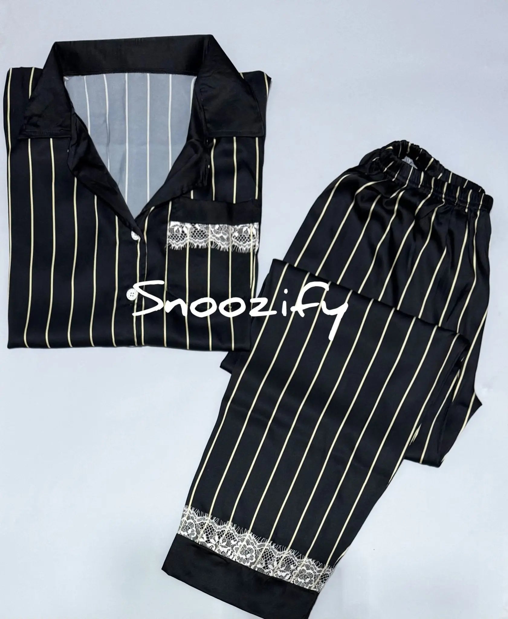 Striped Satin Pajama بجامة ستان بكُم - Snoozify