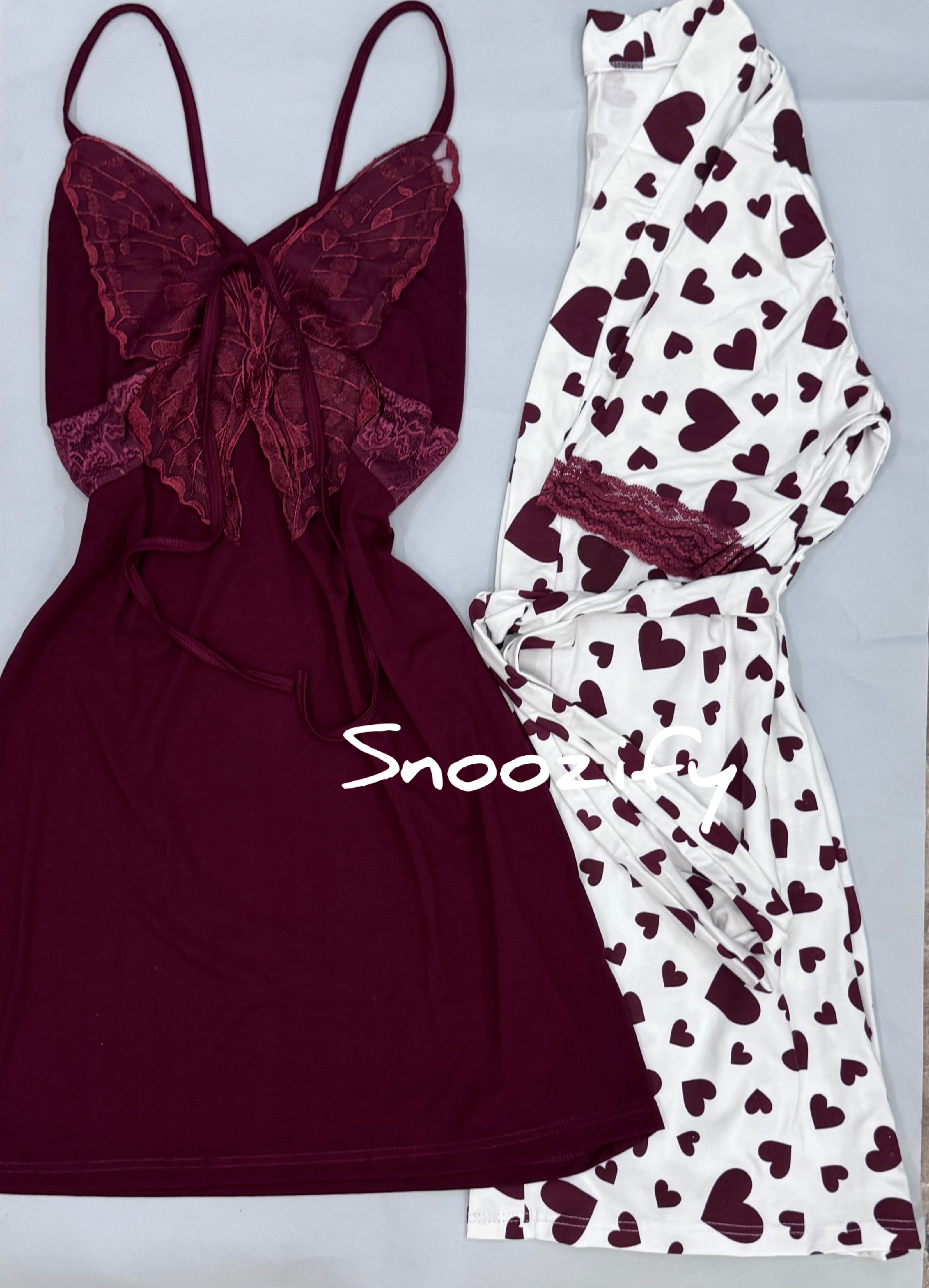 Dark red & white