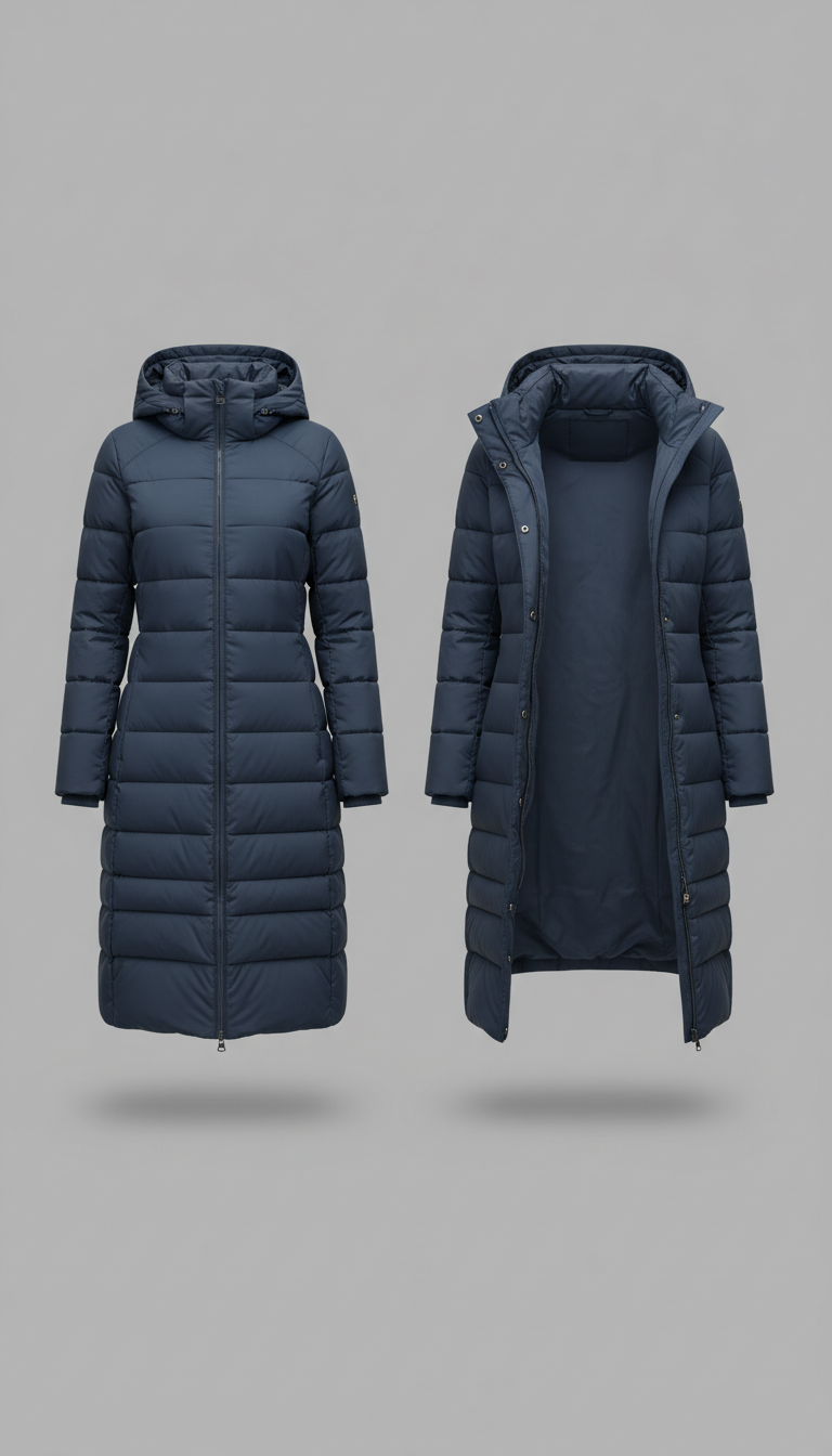 Women’s slate blue long down coat