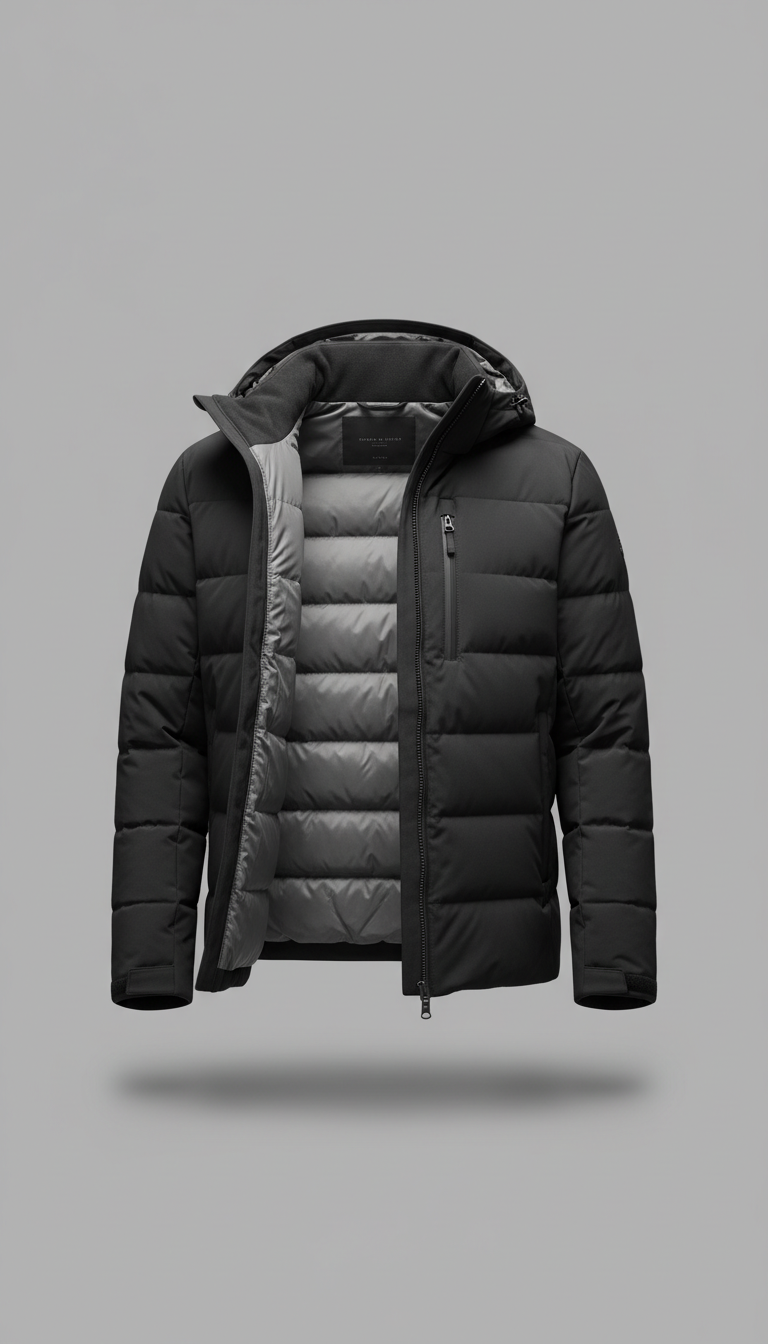 Men’s charcoal black down parka