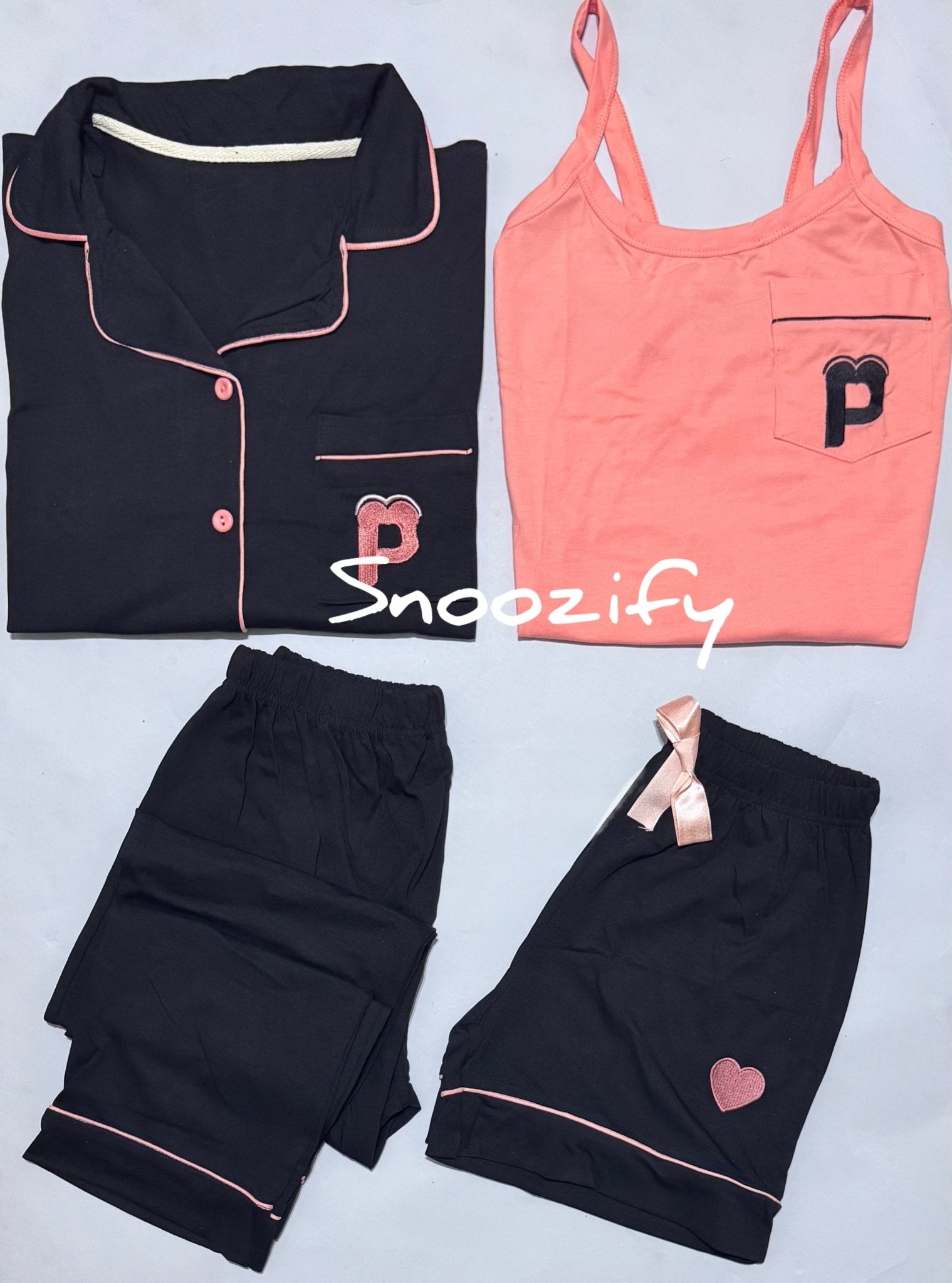 Chic Noir بجامة قطن 4 قطع - Snoozify