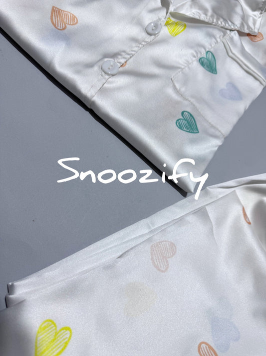 Colorful Hearts بجامة ستان بكُم - Snoozify