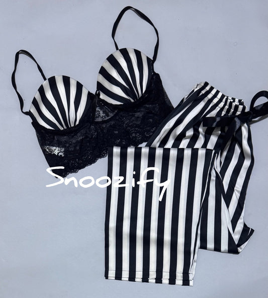 Striped Elegance توب مع بنطلون ستان - Snoozify