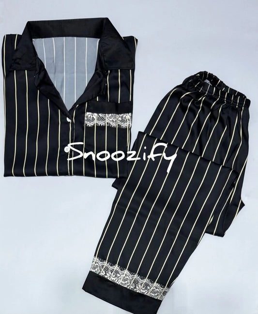 Striped Satin Pajama بجامة ستان بكُم - Snoozify